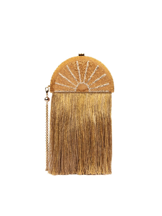 Fan Embroidered Tassel - Gold