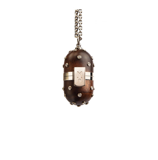 Pill Wood Silver Crystal Pendant