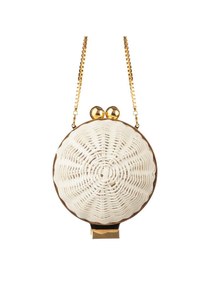 Mini Rattan White Bag
