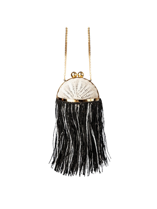 White Mini Rattan w/ dual Raffia