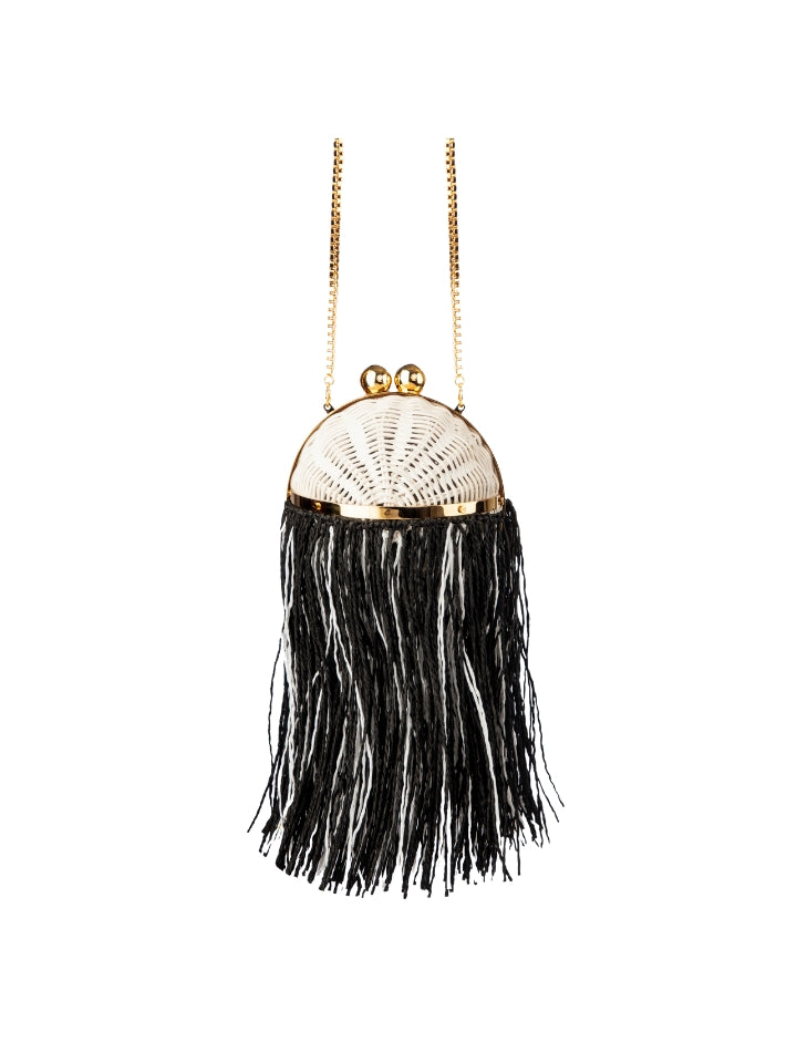 White Mini Rattan w/ dual Raffia