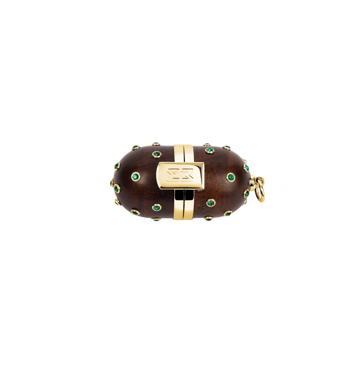 Pill Wood Crystal Pendant - Emerald Gold