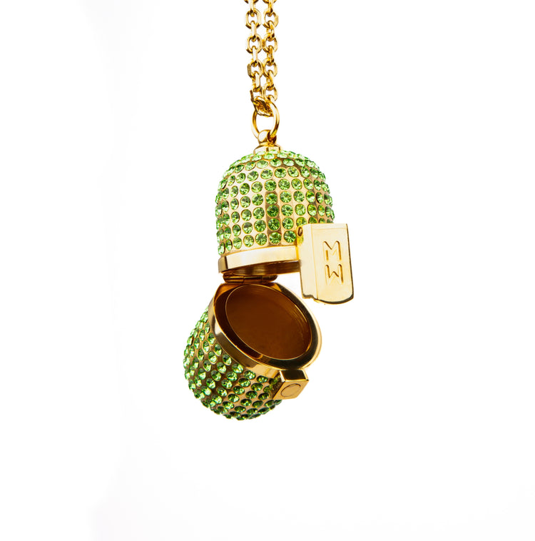 Green Pill Crystal Pendant