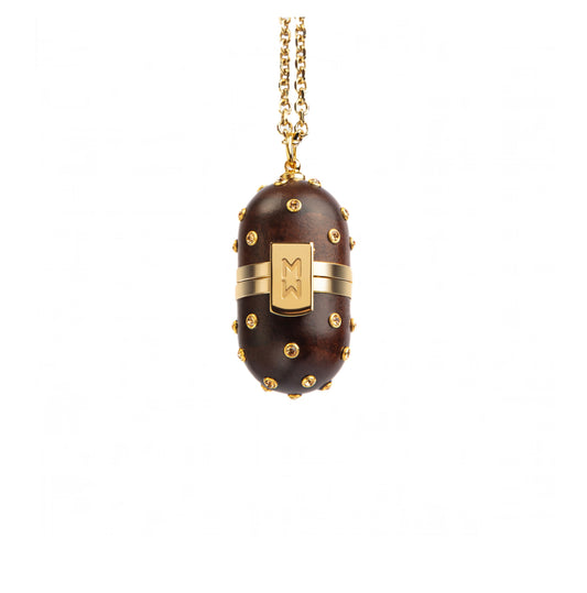 Pill Wood Gold Crystal Pendant