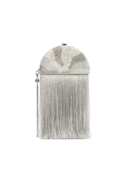 Fan Embroidered Tassel - Silver