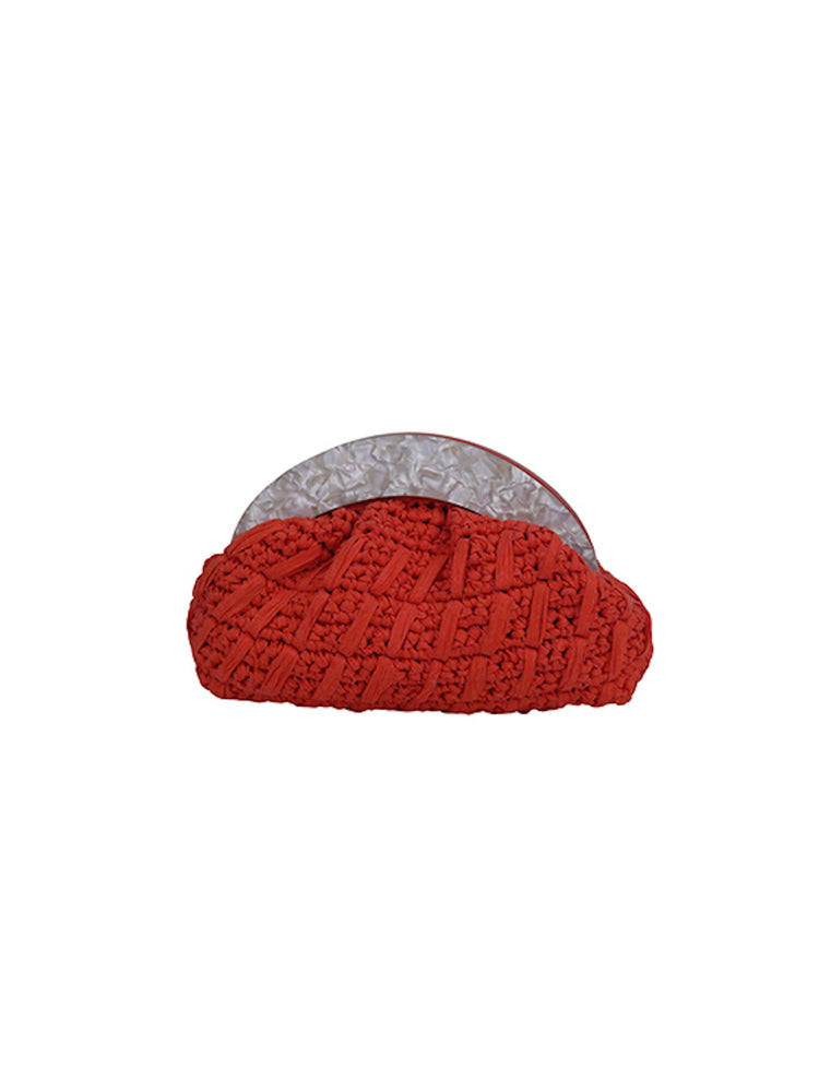 Coin Mini Raffia Orange