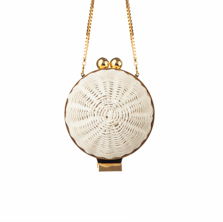 Mini Rattan White Bag